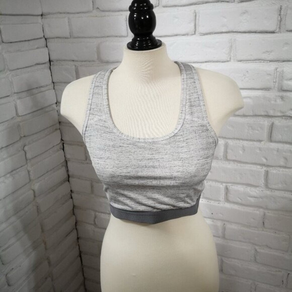 Avia Ladies Size XL 1618 Racer Back Grey Off White Athletic Sports Bra
